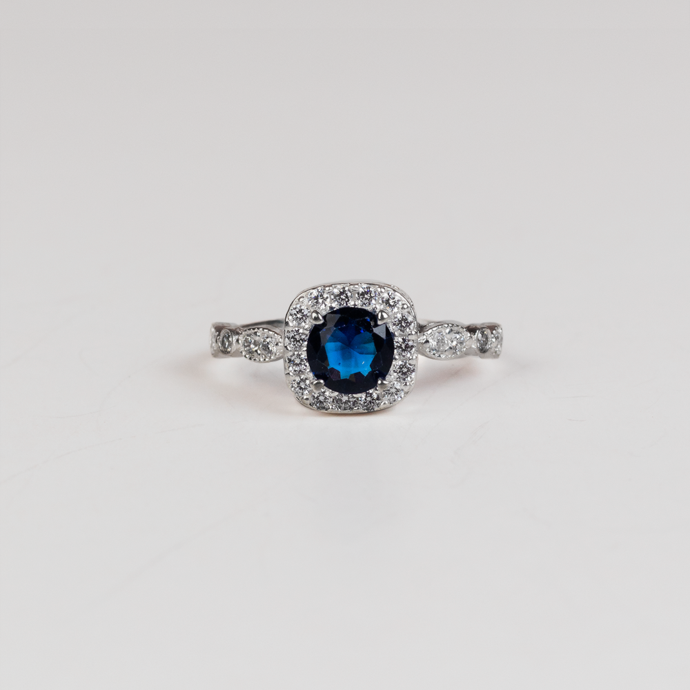Anillo Martina azul en Plata.925 💙