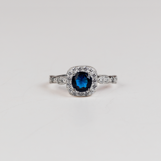Anillo Martina azul en Plata.925 💙